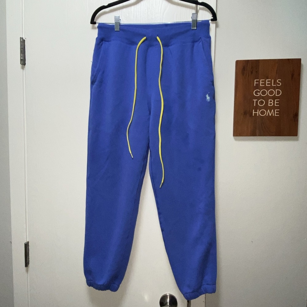 Polo Ralph Lauren Joggers Sweats Small Blue Yellow Drawstring